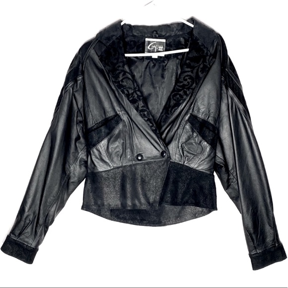 Global Identity Vintage 80’s Leather Crop Jacket - Picture 1 of 15